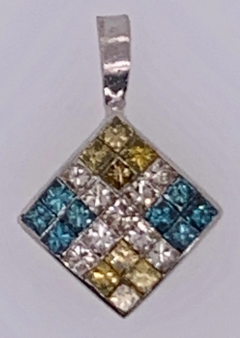 14 Karat White Gold Diamond and Sapphire Pendant - 2718093