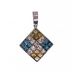 14 Karat White Gold Diamond and Sapphire Pendant - 2725752