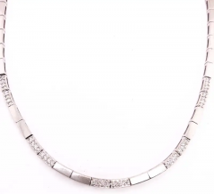 14 Karat White Gold Fancy Link Necklace with Diamonds - 2827963