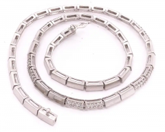 14 Karat White Gold Fancy Link Necklace with Diamonds - 2828032