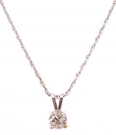 14 Karat White Gold Fancy Necklace with Diamond Round Pendant - 2712723