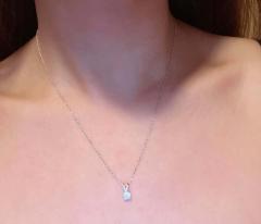 14 Karat White Gold Fancy Necklace with Diamond Round Pendant - 2712724