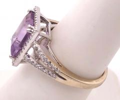 14 Karat White Gold Fashion Amethyst Ring with Diamonds - 2930835