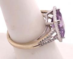 14 Karat White Gold Fashion Amethyst Ring with Diamonds - 2930838