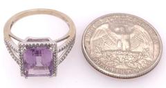 14 Karat White Gold Fashion Amethyst Ring with Diamonds - 2930839