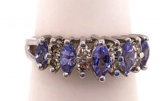 14 Karat White Gold Fashion Diamond and Amethyst Ring 1 50 TDW - 2542683