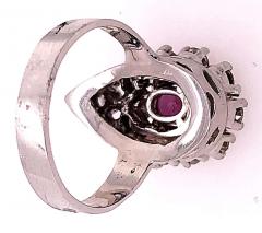 14 Karat White Gold Fashion Oval Ruby Solitaire Ring with Encircling Diamonds - 2831678