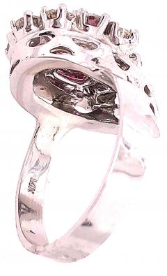14 Karat White Gold Fashion Oval Ruby Solitaire Ring with Encircling Diamonds - 2831680