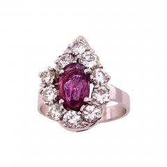 14 Karat White Gold Fashion Oval Ruby Solitaire Ring with Encircling Diamonds - 2838955