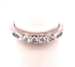 14 Karat White Gold Fashion Wedding Bridal Band Ring with Diamonds - 2695921