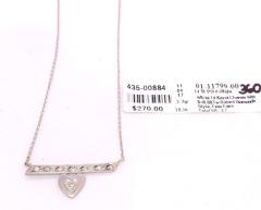 14 Karat White Gold Free Form Heart Charm with Diamonds Necklace - 2659361