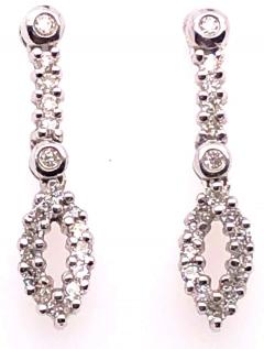 14 Karat White Gold Free Style Diamond Drop Dangle Earrings - 1244159