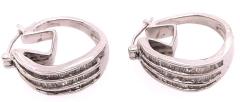 14 Karat White Gold Free Style Half Hoop Diamond Earrings - 1244289