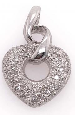 14 Karat White Gold Heart Pendant with 30 Round Diamonds - 2940592