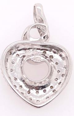 14 Karat White Gold Heart Pendant with 30 Round Diamonds - 2940593