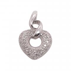 14 Karat White Gold Heart Pendant with 30 Round Diamonds - 2942397