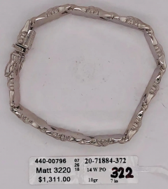 14 Karat White Gold Link Bracelet Italy - 2621754