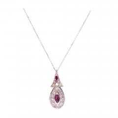 14 Karat White Gold Necklace with Diamond and Ruby Pendant 1 25 TDW - 2592610