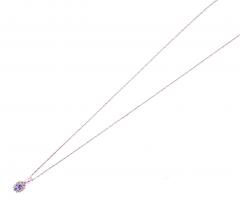 14 Karat White Gold Necklace with Diamonds and Oval Tanzanite Pendant - 2712944