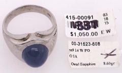 14 Karat White Gold Oval Sapphire Cabochon Solitaire Ring - 2780776