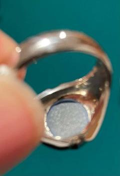 14 Karat White Gold Oval Sapphire Cabochon Solitaire Ring - 2780779