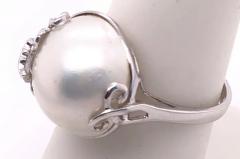 14 Karat White Gold Pearl Solitaire with Diamond Accent Ring - 2765708