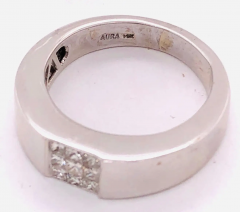 14 Karat White Gold Ring or Wedding Band with 9 Diamond Cluster - 2658601