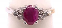 14 Karat White Gold Ruby Solitaire Ring with Diamond Accents - 1244356