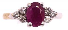 14 Karat White Gold Ruby Solitaire Ring with Diamond Accents - 1244358
