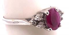 14 Karat White Gold Ruby Solitaire Ring with Diamond Accents - 1244361