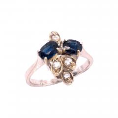 14 Karat White Gold Sapphire and Diamond Fashion Ring - 2839050
