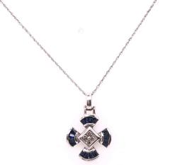 14 Karat White Gold Sapphire and Diamond Pendant Necklace - 2833945