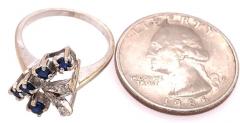 14 Karat White Gold Sapphire with Diamond Accents Freeform Ring - 2837212