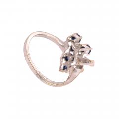 14 Karat White Gold Sapphire with Diamond Accents Freeform Ring - 2839048