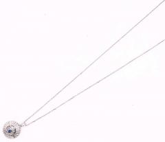 14 Karat White Gold Sapphire with Diamond Accents Pendant Necklace - 2834400