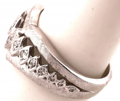 14 Karat White Gold and Diamond Geometric Ring or Bridal Band 0 33 TDW - 2553874