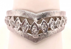 14 Karat White Gold and Diamond Geometric Ring or Bridal Band 0 33 TDW - 2553876