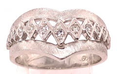 14 Karat White Gold and Diamond Geometric Ring or Bridal Band 0 33 TDW - 2553905