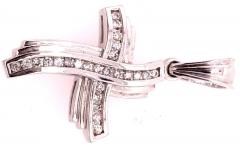 14 Karat White Gold and Diamond Religious Charm Crucifix Pendant - 2733632