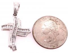 14 Karat White Gold and Diamond Religious Charm Crucifix Pendant - 2733645