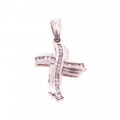 14 Karat White Gold and Diamond Religious Charm Crucifix Pendant - 2740453