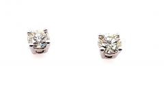 14 Karat White Gold and Round Diamond Stud Earrings Screw Back - 2712629