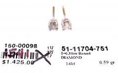 14 Karat White Gold and Round Diamond Stud Earrings Screw Back - 2712676