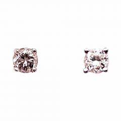 14 Karat White Gold and Round Diamond Stud Earrings Screw Back - 2720821