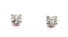 14 Karat White Gold and Round Diamond Stud Earrings Screw Back - 2712689