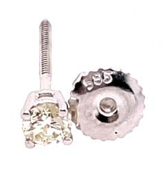 14 Karat White Gold and Round Diamond Stud Earrings Screw Back - 2712692