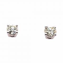 14 Karat White Gold and Round Diamond Stud Earrings Screw Back - 2720822