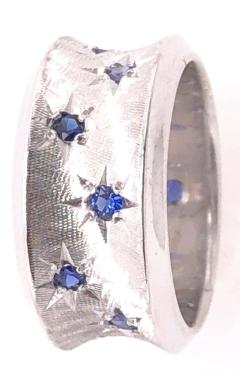 14 Karat White Gold with Round Sapphires Fashion Band Ring - 2930885