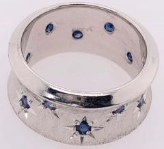 14 Karat White Gold with Round Sapphires Fashion Band Ring - 2930888