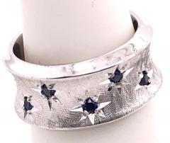 14 Karat White Gold with Round Sapphires Fashion Band Ring - 2930889